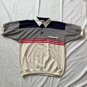 Vintage 80s/90s striped nautical pullover/polo shirt